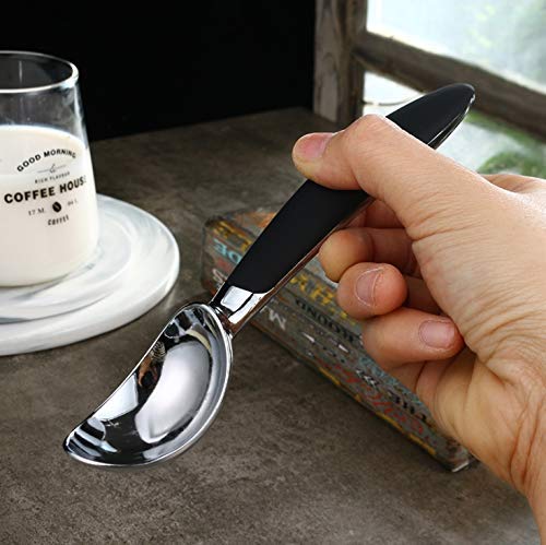 ONICORN Ice Cream Scoop, Stainless Steel Professional Ice Cream Scooper Spoon with Non-Slip Rubber Grip Handle, Ice Cream Spade for Cookie Dough, Gelato, Sorbet, Melon (Pack of 1, Small Black) - Image 5