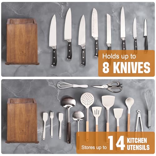 ENOKING Magnetic Knife Holder without Knives, Acacia Wood Kitchen Utensil Holder with Strong Magnet, Universal Knife Block for Knives, Scissors & Utensils - Image 4