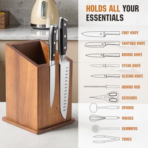 ENOKING Magnetic Knife Holder without Knives, Acacia Wood Kitchen Utensil Holder with Strong Magnet, Universal Knife Block for Knives, Scissors & Utensils - Image 3