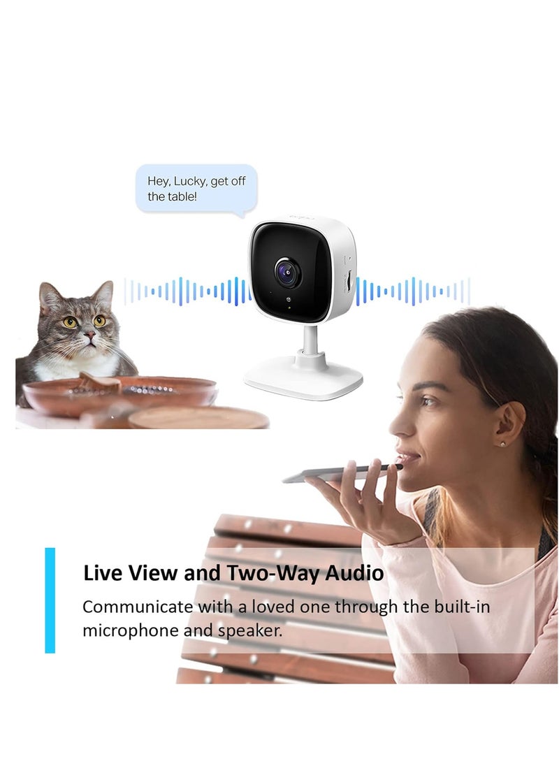 tapo - Tapo TP-Link Mini Smart Security Camera, Indoor CCTV, Works with Alexa&Google Home, No Hub Required, 3MP(2304 × 1296) High Definition, 2-Way Audio, Night Vision, SD Storage, Device Sharing( C110) - Image 1