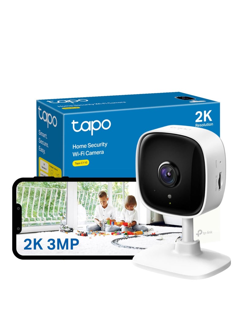 tapo - Tapo TP-Link Mini Smart Security Camera, Indoor CCTV, Works with Alexa&Google Home, No Hub Required, 3MP(2304 × 1296) High Definition, 2-Way Audio, Night Vision, SD Storage, Device Sharing( C110) - Image 1