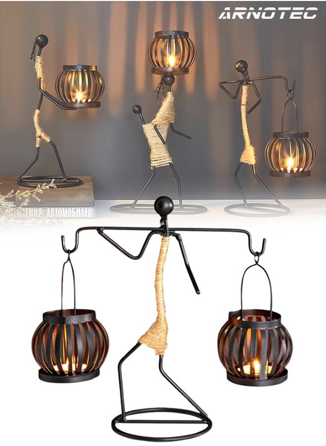 ARNOTEC Metal Candle Holder Abstract Character Candlestick Decorative Handmade Candlestick Vintage Candle Stand for Wedding Home Coffee Shop Table Decoration Art Gift  - Image 1