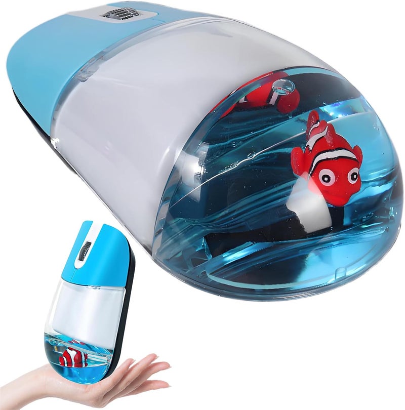 elec Space Cute Floating Animal Wireless Optical Mouse, Silent Design, 2.4G Stable Connection, Perfect for Office & Home Use, Ideal for Kids & Adults (Goldfish - Blue) - Image 1