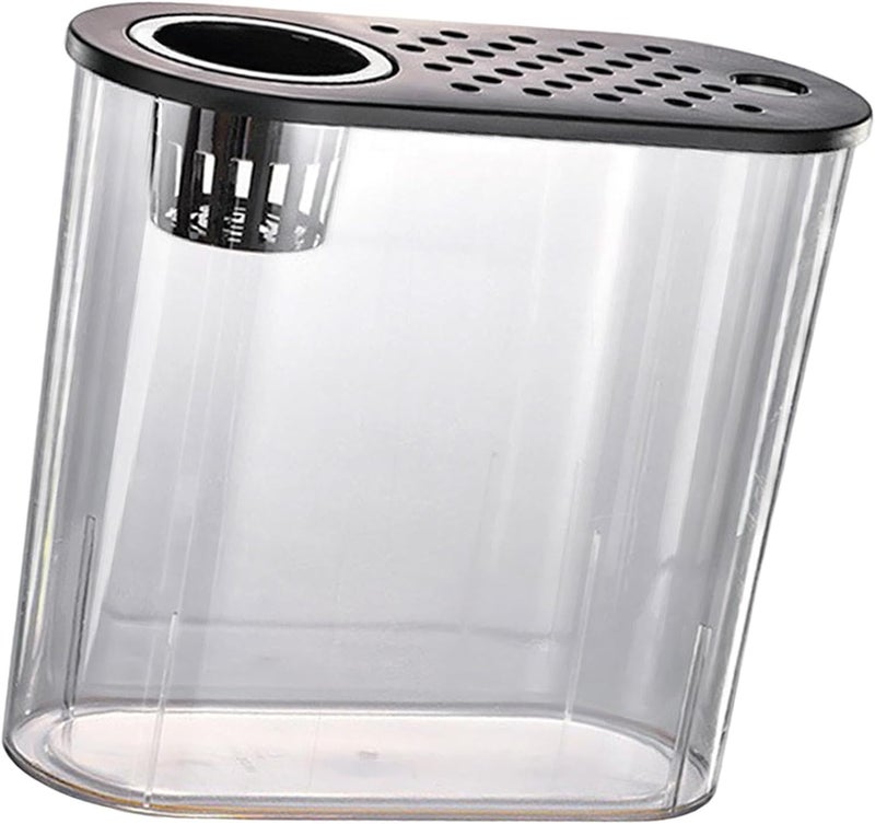 Transparent Fish Tank with Cover 5.71x12.60x11.22 Inch Multipurpose Aquarium Container for Betta Fish Frog Reptile Habitat- Black Lid - Image 1