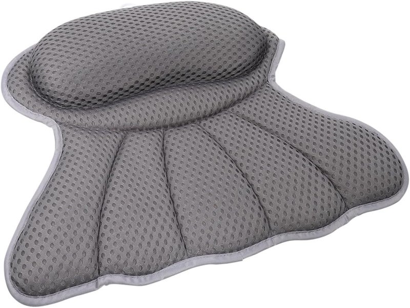 4d Mesh Cloth Bathtub Pillow with 6 Strong Suction Cups, Head and Neck Support Spa Bath Cushion for Tub, Grey Bathroom Pillow for Home Shower Relaxation - Image 1