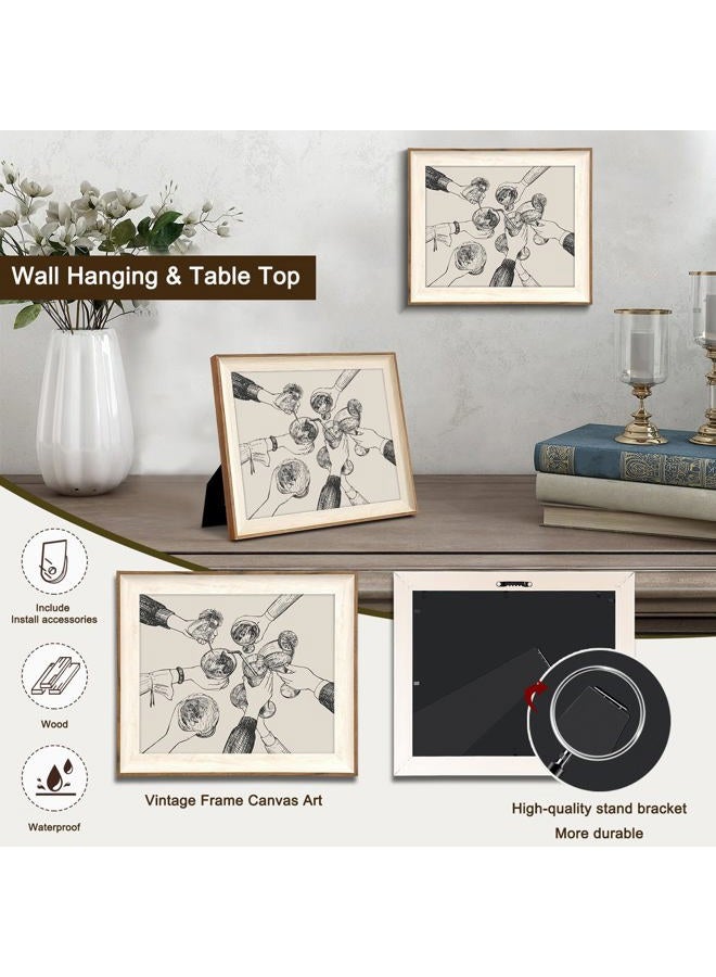 Uniro Framed Canvas Wall Art, Vintage Cheers Print for Bar Cart Wall Decor, Retro Cheers Sign Art Prints Friends Clinking Bar Cart Wall Art Painting, Farmhouse Home Kitchen Wall Decor, Trendy Black - Image 2