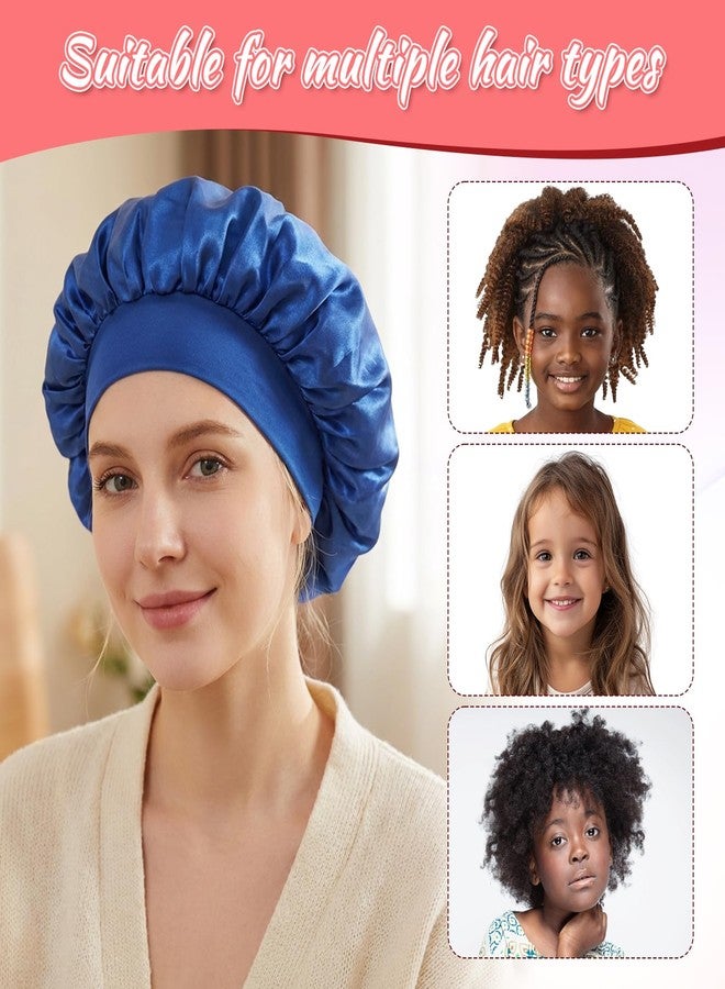 Macuezu 3 PCS Kids Satin Bonnet, Elastic Kids Silk Bonnet for Sleeping, Wide Band Bonnets for Kid, Satin Bonnets for Girls, Boys, Toddler, Child (Blue, Red, Black) - Image 3