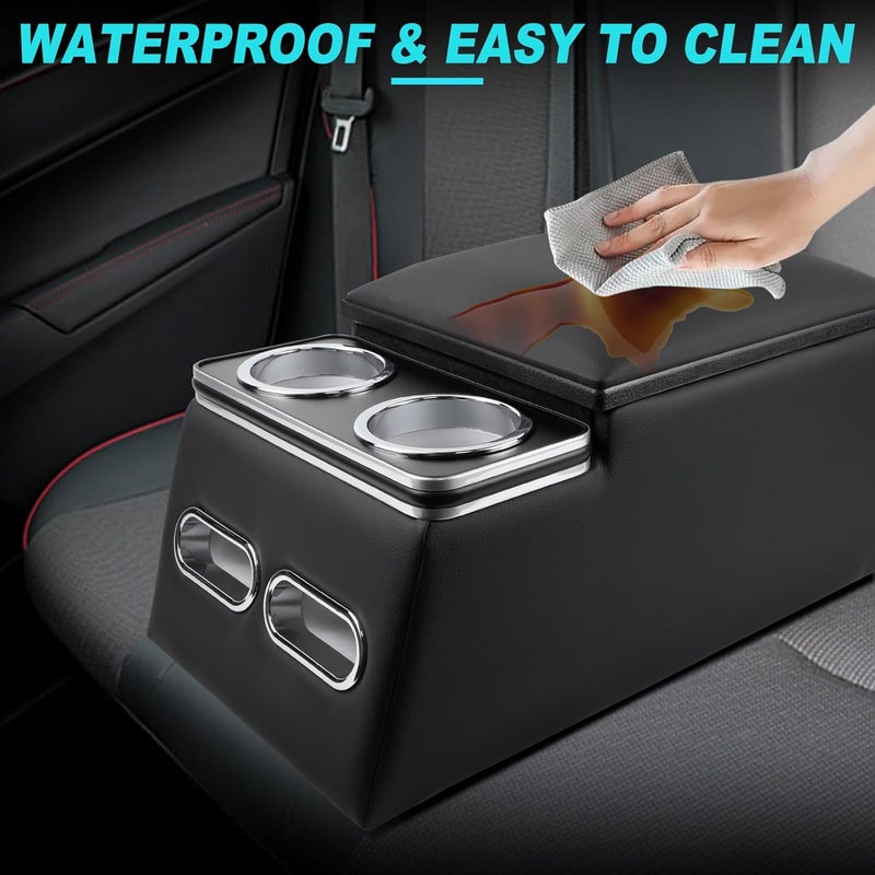CNYGO Universal Car Center Console Organizer with Cup Holder & Phone Holder - Black - Image 4