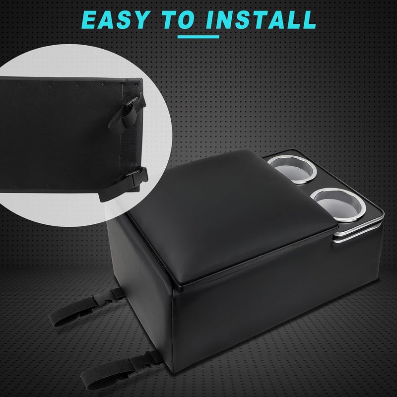 CNYGO Universal Car Center Console Organizer with Cup Holder & Phone Holder - Black - Image 5