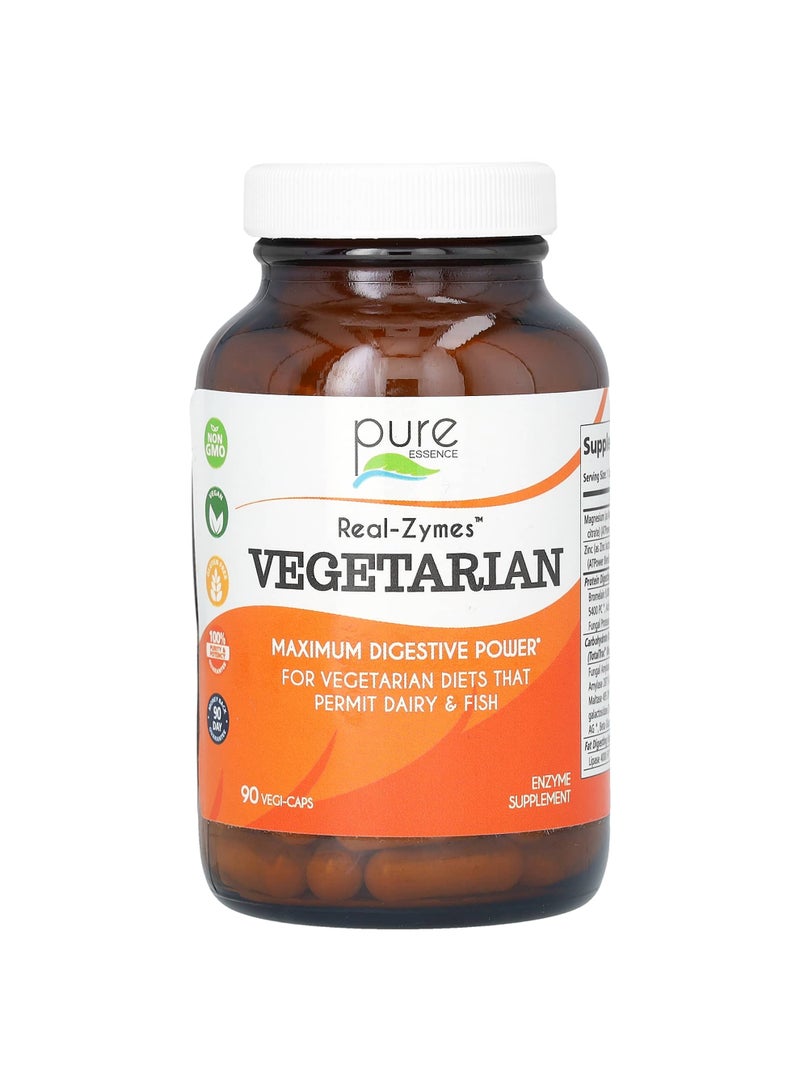 Pure Essence Real-Zymes, Vegetarian, 90 Vegi-Caps