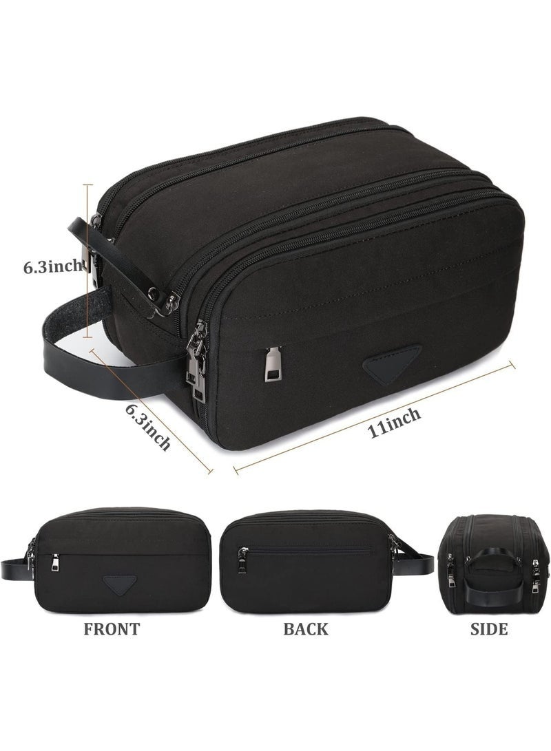 Arabest Mens Toiletry Bag Travel Toiletry Organizer Dopp Kit for Men Water-resistant Shaving Bag for Bathroom (Black) - Image 2