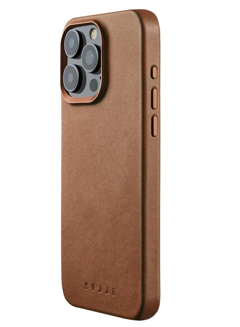 موجو جراب آيفون  برو ماكس جلد بني داكن بشحن لاسلكي مغناطيسي - Image 1