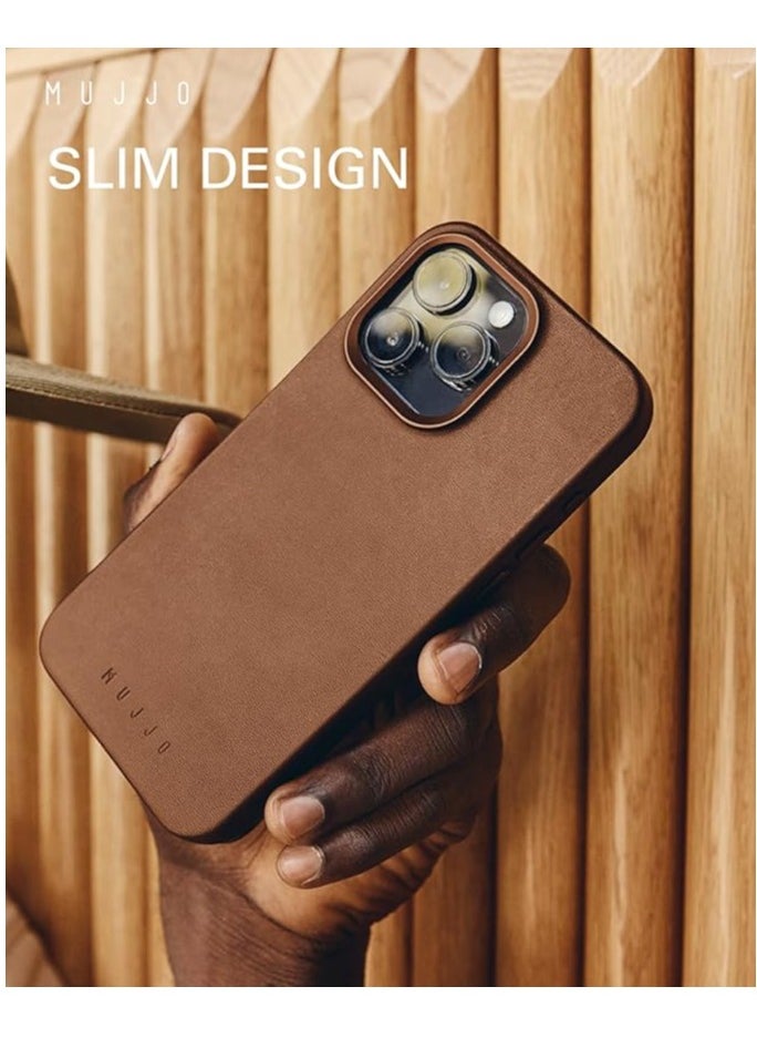 Mujjo - Leather Case for iPhone 16 Pro Max with MagSafe (Dark Tan) - Image 1