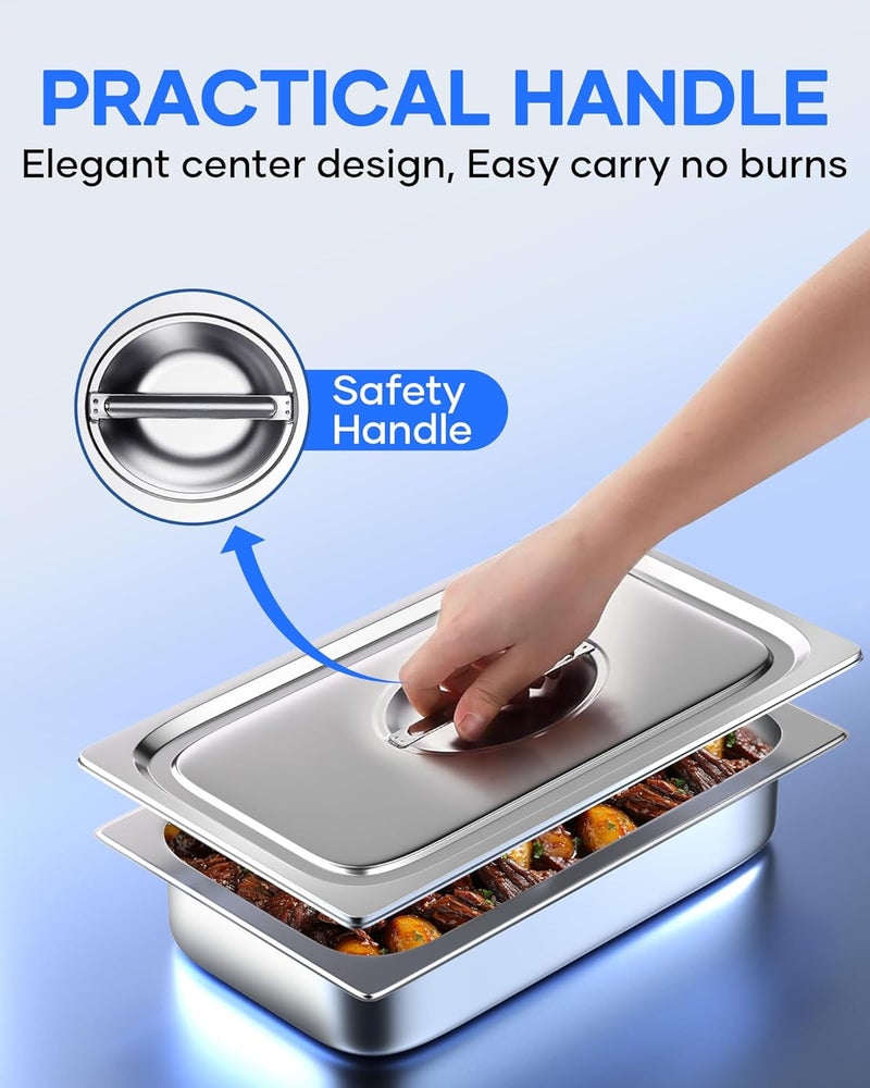 WantJoin Steam Table Hotel Pan Lids - 6 Pack Plain Cover for 1/1 Full Size Stainless Steel Metal Tray Sets Food Storage Container Restaurant Chafing Dishes Commercial Buffet Warmer Catering Supplies - Image 2