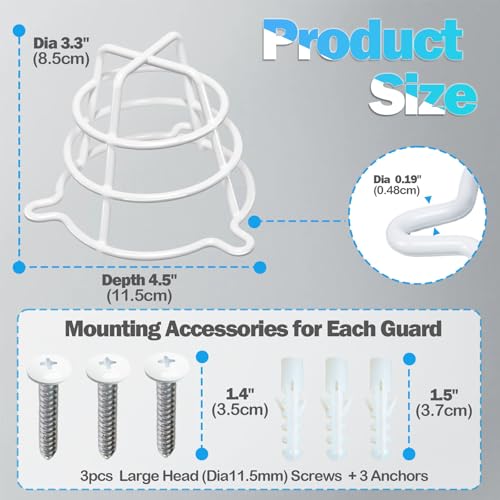 Happy Tree (6 Pack) White Fire Sprinkler Head Guard Cover Cage Protector for Both 1/2" & 3/4" Fire Head for Protecting Flush Mount & Side Wall & Pendent Head Fire Sprinkler Covers for Ceiling - Image 2