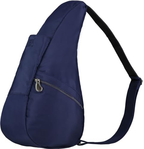 AmeriBag 15" Microfiber Ergonomic Crossbody Sling Healthy Back Bag for Everyday Use, Travel & Walking Comfort (Navy) - Image 3