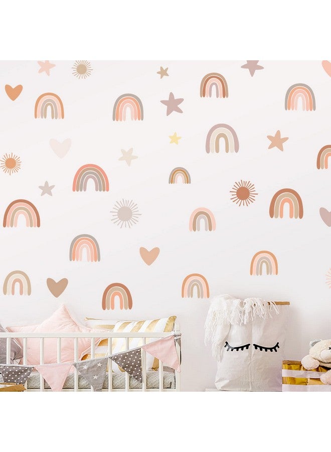 Easma ملصقات جدارية قوس قزح ملصقات جدارية لقلب النجوم لغرفة الفتيات ملصقات جدارية بقطرات المطر بتقنية الألوان المائية ملصقات جدارية قابلة للإزالة واللصق ملصقات للأطفال للجدران - Image 2