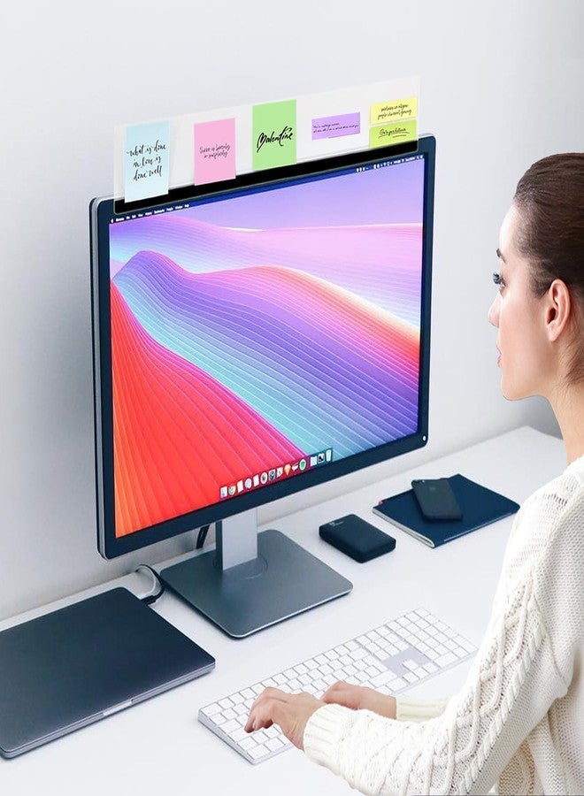 Yocoolfun 2 Pieces Monitor Memo Board Top Mount,18“ Monitor Sticky Note Holder,Universal Transparent Sticky Notes Memo Pad,Sticky Boards,Message Board for Computer Monitors - Image 4