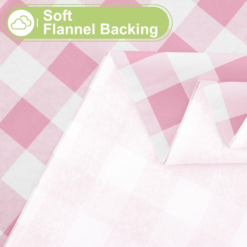 Smiry Rectangle Table Cloth, Waterproof Vinyl Tablecloths with Flannel Backing, Wipeable Buffalo Plaid Table Cover for Valentines & Mothers Day Dining Decorations and Outdoor (Pink & White, 60"x84") - Image 4