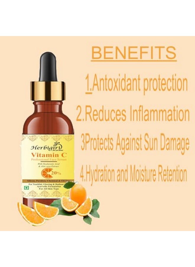 Khadi Herbal - Herbigiri Herbal Vitamin C Facial Serum For Natural Glowing Beauty Infused With Hyaluronic Acid And Vitamin C 60 Ml (Pack Of 2) - Image 1