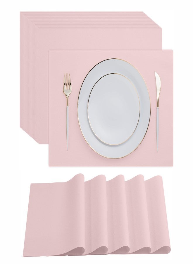 Servietto Disposable Pink Paper Placemats for Dining Table - 100-Pack 18" x 12" Cloth-Like Rectangle Paper Placemats for Baby, Kids, Party Or Weddings. - Image 1