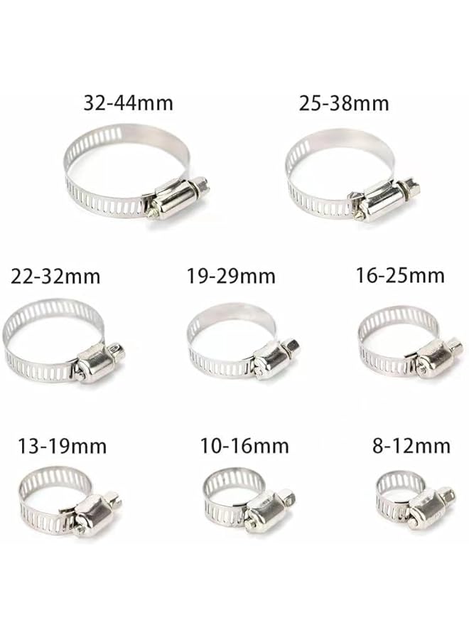promass Hose Clamp Clip Sets 60Pcs Adjustable 8-44mm Range 304 Stainless Steel Worm Gear Hose Clamps Assortment Kit, Fuel Line Clamp for Water Pipe, Plumbing, Automotive and Mechanical Application - Image 4