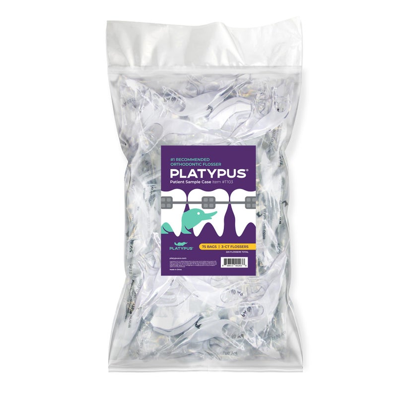 Platypus Orthodontic Flossers for Braces Family Pak - Unique Structure Fits Under Arch Wire, Increase Flossing Compliance, Floss Teeth in Less Than Two Minutes - 75 3-Count Flossers (225 Total) - Image 1