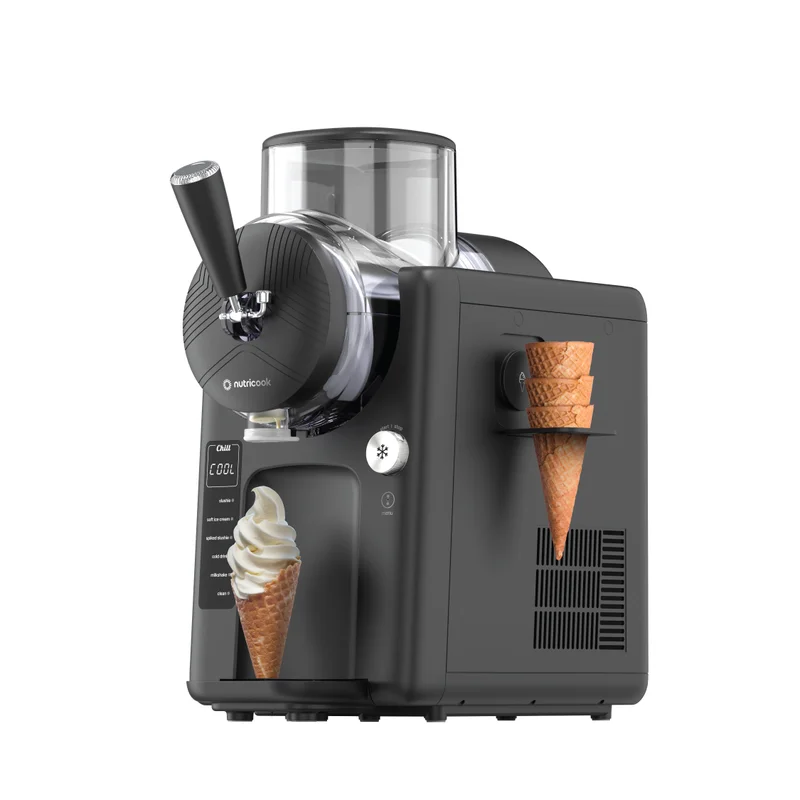 نيوتري كوك Nutricook Frost Slush & Swirl 1.8L Soft-Serve Ice Cream & Frozen Treat Maker, 6 Preset Programs, No Freezing Required, Double Wall Barrel, Cone Storage Rack, Pro Cooling, Self-Clean, NC-FRS330K, Black