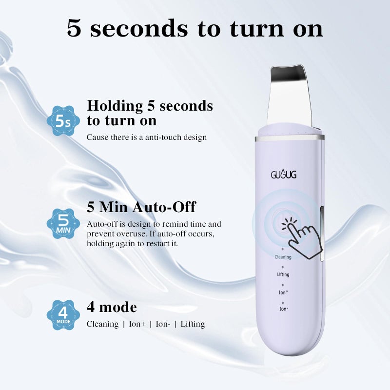 GUGUG Skin Scrubber Face Spatula Skin Spatula Pore Cleaner Blackhead Remover Tools for Facial Deep Cleansing-4 Modes, Purple - Image 5