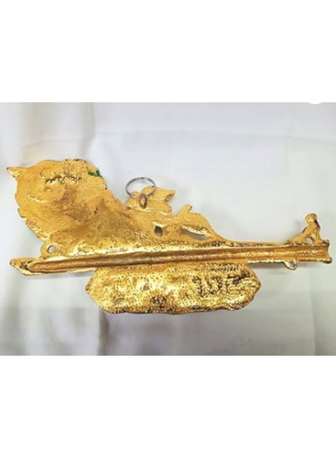 Artezaa Jai Shri Krishna, Flute and Antique Peacock Feather Shaped Metal Key Holder Wall Hanging with 3 Hooks Home and Office Wall Hanging Gift for Every Occasion Showpiece (Size:10" Inch) - Image 5