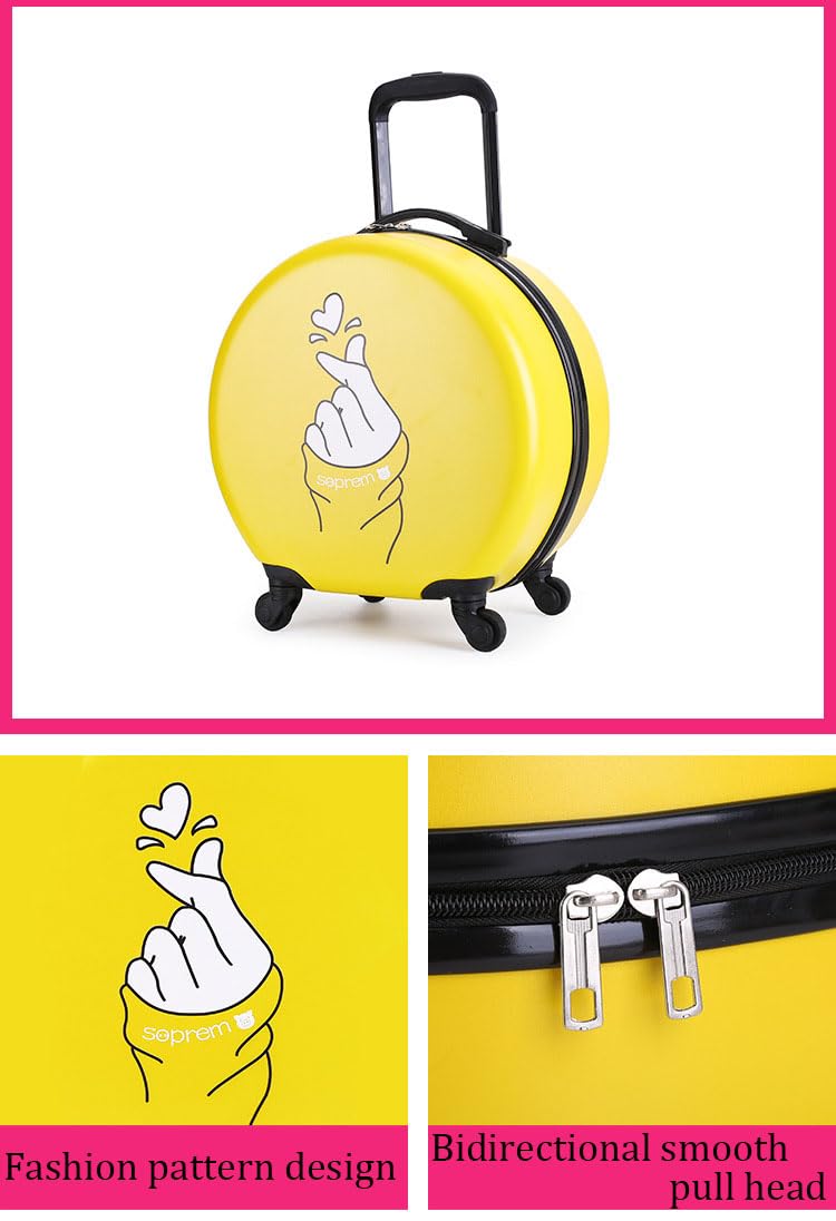 APAP Kids Semi-circular Luggage,18 Inch Cartoon Pattern Rolling Trolley Case，Portable Children Suitcase with Wheels，Carry-On Travel Trolley Case for Kids (White Animals) - Image 2