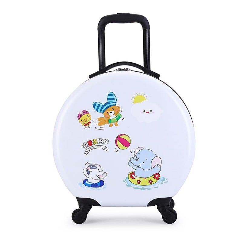 APAP Kids Semi-circular Luggage,18 Inch Cartoon Pattern Rolling Trolley Case，Portable Children Suitcase with Wheels，Carry-On Travel Trolley Case for Kids (White Animals) - Image 1