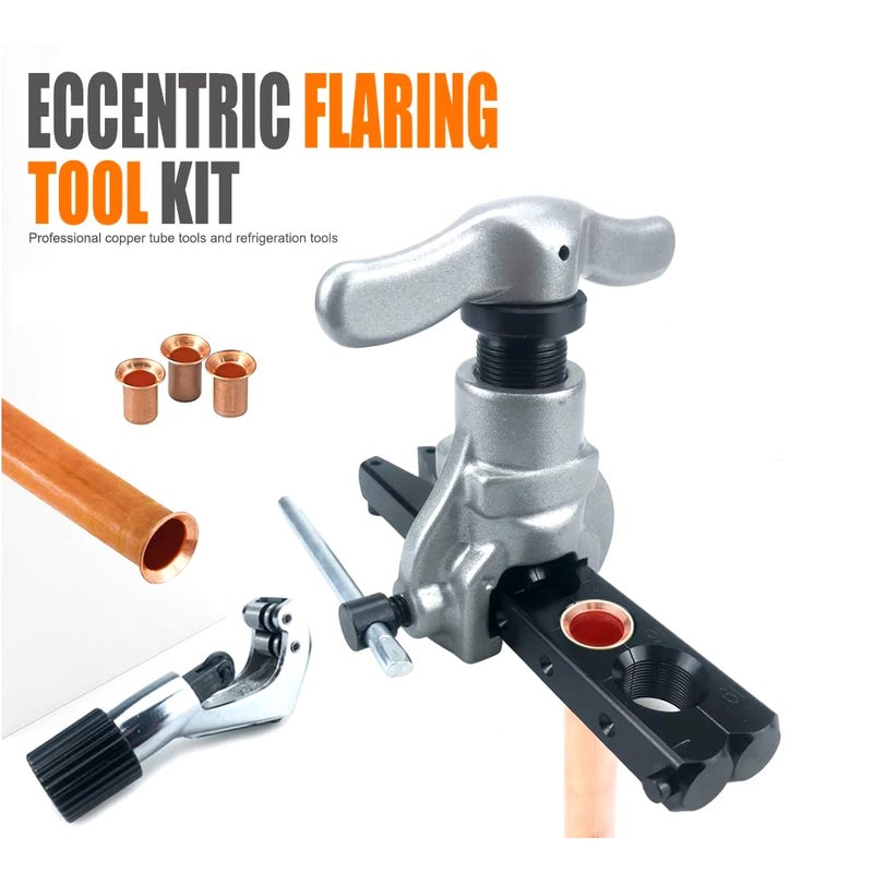 uptodateproducts Uptodateproducts Flaring Tools Set Tubing Pipe 6 Dies Sizes 1434inch 45 Degree Angle Eccentric Cone with Copper Brass Aluminum Mild Steel for Water Gas Refrigeration Brake Line Applications  - Image 2