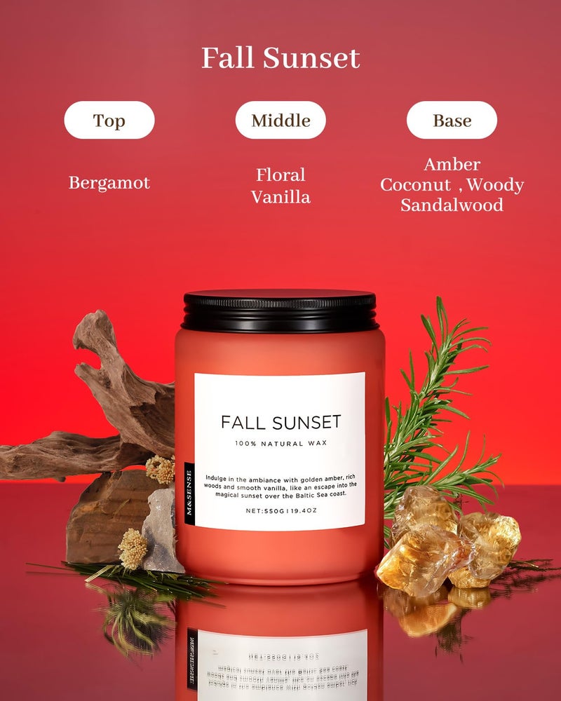 M&SENSE Amber Santal Soy Candles, Scented Candle 110 Hours Long Lasting Clean Burn Large Candle for Home Natural Organic Aromatherapy Relaxing Candle Birthday Holiday Gifts for Women Men - Image 2