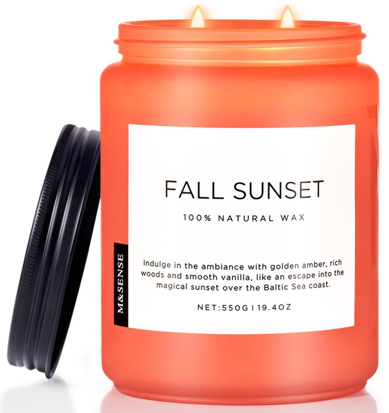 M&SENSE Amber Santal Soy Candles, Scented Candle 110 Hours Long Lasting Clean Burn Large Candle for Home Natural Organic Aromatherapy Relaxing Candle Birthday Holiday Gifts for Women Men - Image 1