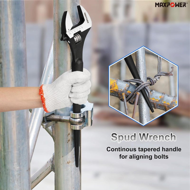 Max Power 12 inch Spud Wrench, Max Jaw Opening 1-3/8 inch - Image 3