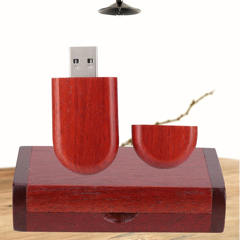 شريط ذاكرة فلاش USB 2.0 خشبي من خشب الورد البيضاوي مع صندوق 8 جيجا بايت - Image 2