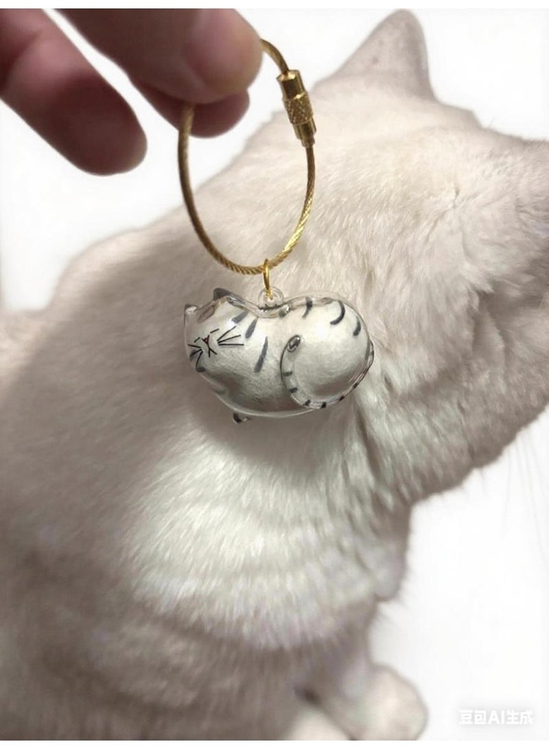 سلسلة مفاتيح قطة بيضاء أكريليك شفاف تخزين شعر القطط تذكار الحيوانات الأليفة قلادة قطة كرتونية هدية لعشاق القطط اكسسوار لطيف حافظة فرو حيوان صغير - Image 2