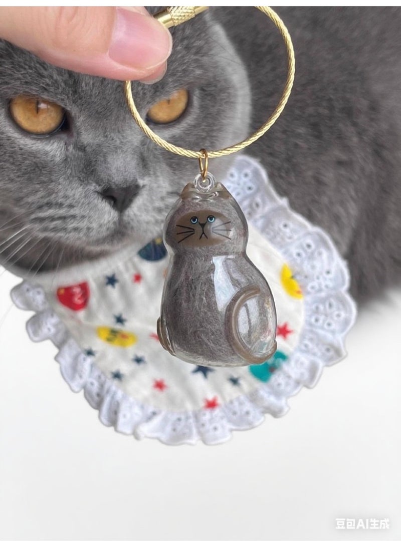 سلسلة مفاتيح قطة بيضاء أكريليك شفاف تخزين شعر القطط تذكار الحيوانات الأليفة قلادة قطة كرتونية هدية لعشاق القطط اكسسوار لطيف حافظة فرو حيوان صغير - Image 3