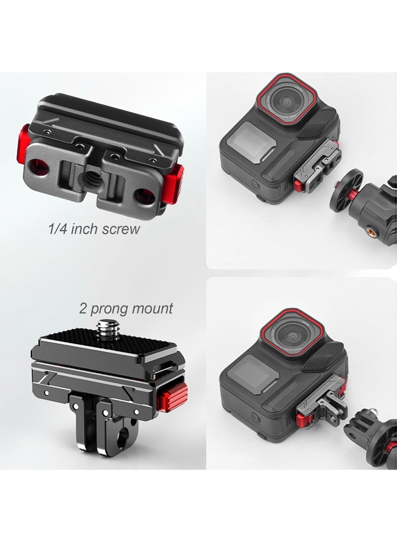 SYOSI Quick Release Mount for Insta360 Ace Pro 2, X4, X3, X2, Go3, Action Cameras, Snap On Magnetic Mount Base with 1/4 Inch Screw and 2-Prong Adapter, Durable Camera Accessories for Stable Shooting - Image 4