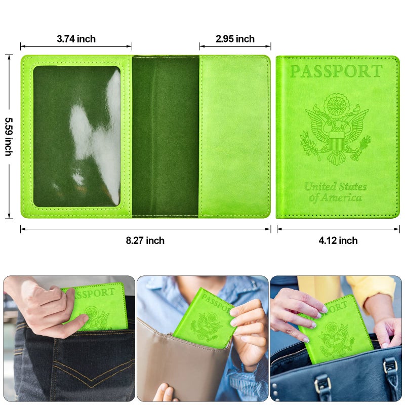 Eoehro BB-green Passport and Vaccine Card Holder Combo with Vaccine Card Slot, Wallet, Cover for Women and Men - Image 3