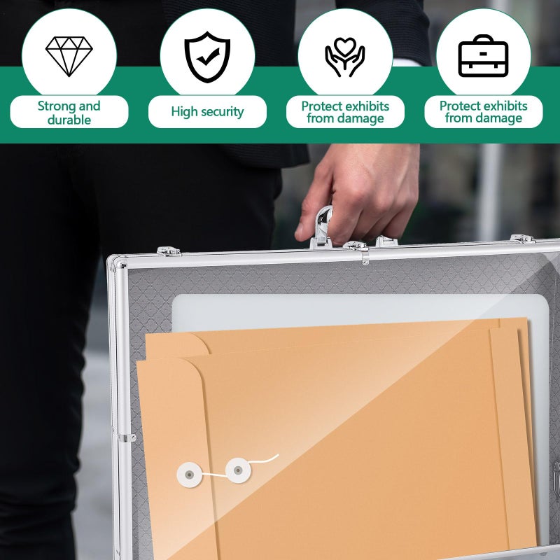 Memorywuu Trade Show Display Case Table Top Portable Aluminum Sports Card Display Case Frame with Clear Acrylic Showcase with Locks for Jewelry Craft Collector Shows (Silver,34"x22",Classic) - Image 4