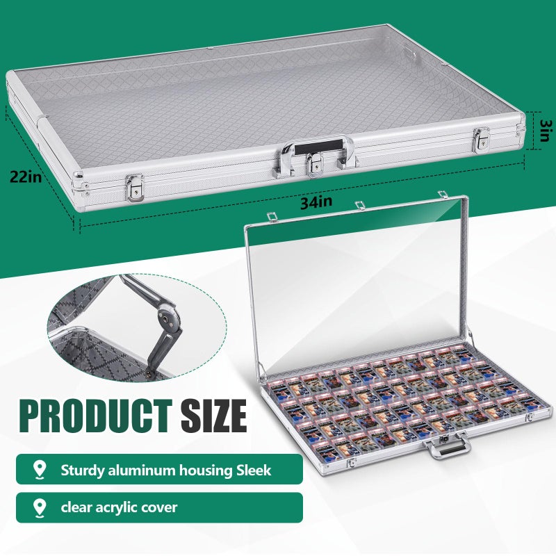 Memorywuu Trade Show Display Case Table Top Portable Aluminum Sports Card Display Case Frame with Clear Acrylic Showcase with Locks for Jewelry Craft Collector Shows (Silver,34"x22",Classic) - Image 2