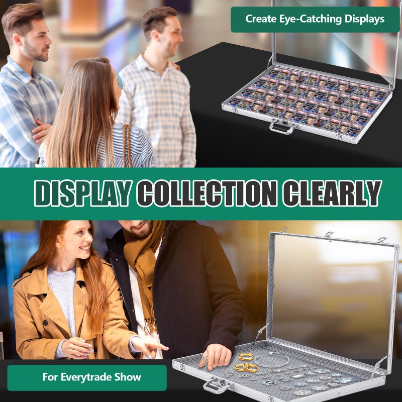 Memorywuu Trade Show Display Case Table Top Portable Aluminum Sports Card Display Case Frame with Clear Acrylic Showcase with Locks for Jewelry Craft Collector Shows (Silver,34"x22",Classic) - Image 5