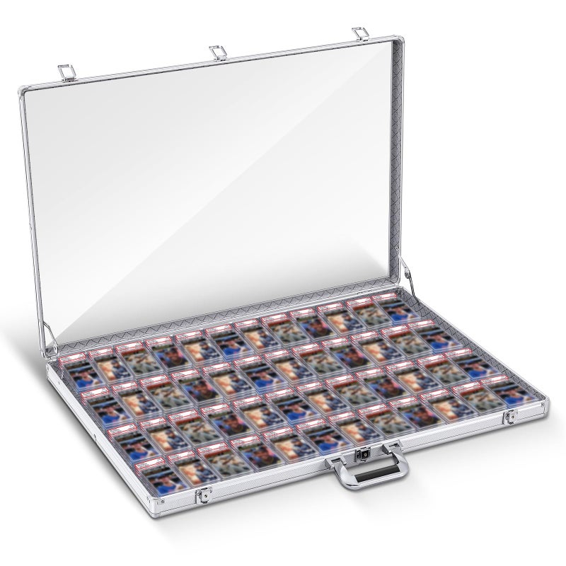 Memorywuu Trade Show Display Case Table Top Portable Aluminum Sports Card Display Case Frame with Clear Acrylic Showcase with Locks for Jewelry Craft Collector Shows (Silver,34"x22",Classic) - Image 1