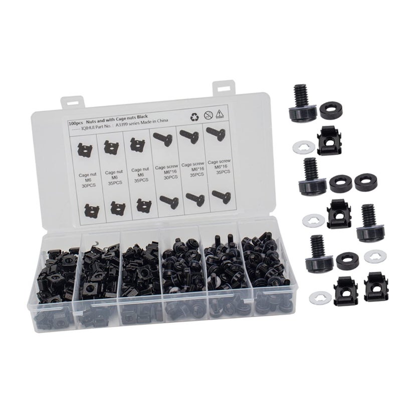 Square Hole Cage Nuts and Rack Mount Screws Kit for Server Rack Cabinet Hardware Easy Installation - Image 2
