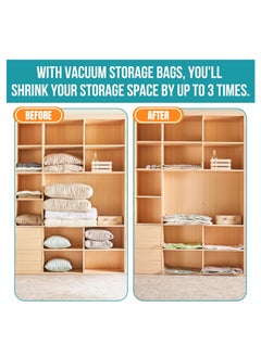 LIVVY Vacuum Storage Bags 11 Pieces (3 Large, 3 Medium, 5 Small) – Reusable Compression أكياس التخزين لضغط المساحة for Clothes, Blankets, Comforters, Pillows & Bedding – Includes Free Travel Hand Pump – مضخة يدوية للسفر – Space Saver Bags  - Image 5