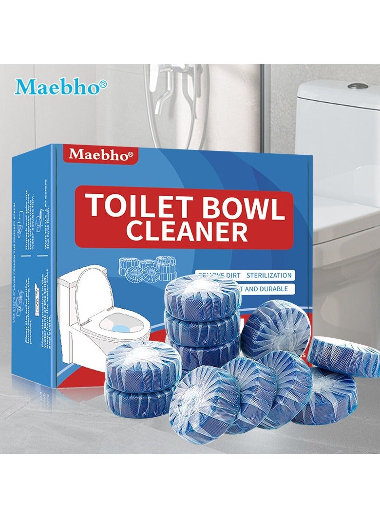 Maebho 12 Pieces Toilet Cleaning Sheet Strong Decontamination Durable Watertank Sheet Long-Lasting Up to 300 Flushes Automatic Cleaner Odor Removal Dirt Temoval - Image 1
