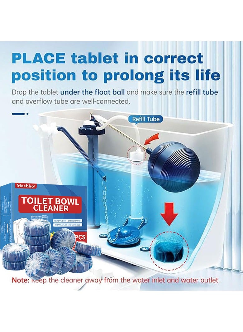 Maebho 12 Pieces Toilet Cleaning Sheet Strong Decontamination Durable Watertank Sheet Long-Lasting Up to 300 Flushes Automatic Cleaner Odor Removal Dirt Temoval - Image 3