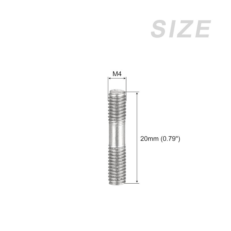 METALLIXITY Double Ended Stud Screws (M4 Thread 20mm Length) 5pcs, 304 Stainless Steel Dual Threaded Rod Bolts - for House Maintenance - Image 2